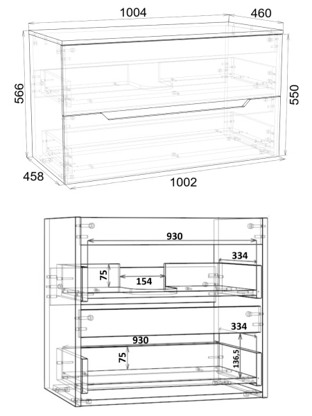 Тумба подвесная 100 столешница МДФ Orange Line Li-100TubMDF матовый черный